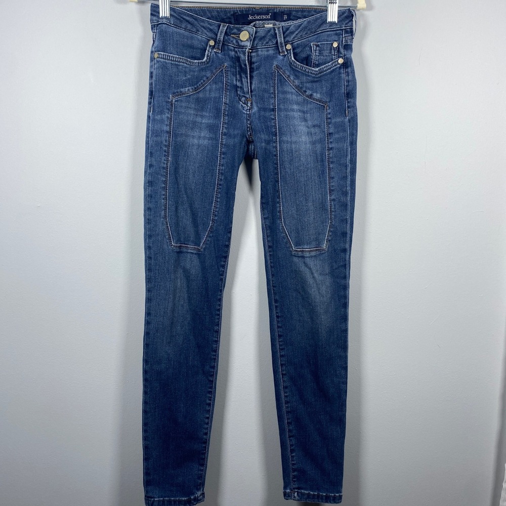 Jeckerson Jill Skinny Jeans Women's Size 27 Medium Wash Made in Italy Low Rise